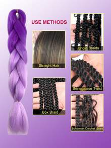1/3/5件/包渐变色巨型辫子合成接发，24英寸，时尚百搭，适合日常、派对、角色扮演、万圣节等场合 - 彩色 - 查看 4