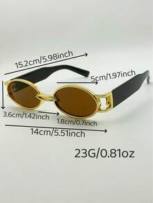 2 件方形女士时尚眼镜，新款 Y2K 街头风格眼镜 - 2PC中盒時尚金灰 金茶 - 查看 6