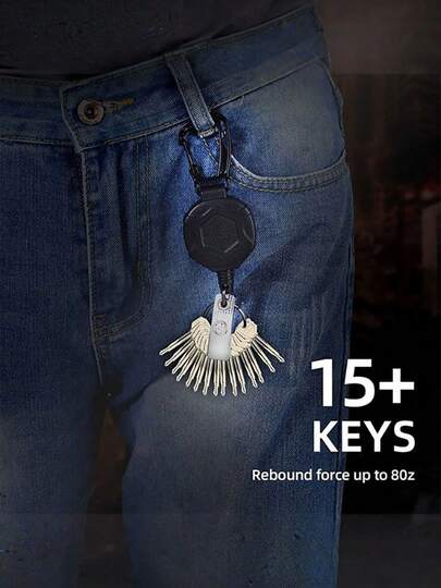 1 chiếc hộp đựng thẻ căn cước bằng nhựa ABS siêu bền dành cho nam, thiết kế khe cắm thẻ dọc có thể thu vào + phụ kiện móc khóa, thiết bị chống trộm di động và bền bỉ khi đi làm, khóa treo đa năng cho cắm trại, câu cá và chơi gôn