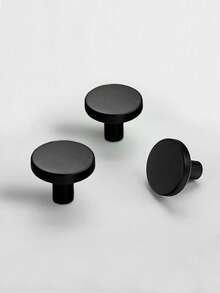 6pcs Modern Matte Black And Gold Cabinet Knobs - Aluminum T-Bar And Single Hole Drawer Pulls, Suitable For Kitchen And Bathroom - Stylish Home Decor Hardware, Kitchen Hardware | Elegant Hardware | Durable Construction, Kitchen Cabinet Knobs And Pulls - Black - View 4