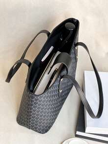 KAIDUCH 时尚简约手提包，通勤旅行大容量便携式拉链单肩包斜挎包女士单肩包礼物女士学校包，返校背包，大容量，商务休闲，便携，轻便，适合少女女大学生，新人及白领工作者，非常适合返校、大学、初中、高中、工作、商务、通勤，引人注目的女士工作包 - 黑色 - 查看 2