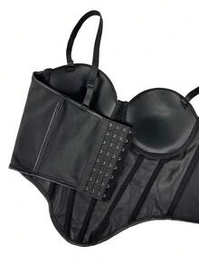 Women Rhinestone And Pearl Smooth Bustier Crop Top Corset Bra Party Concert Camisole