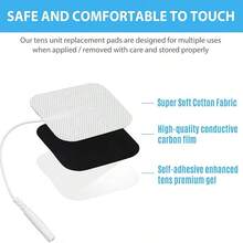 40 PCS Electrode Pads For Tens Electrode Pads EMS Replacement Unit 2x2 7000 3000 Muscle Stimulator - 黑與白 - 查看 2