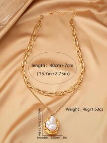 1 Paar asymmetrisch geformte modische Ohrringe mit Kunstperlen-Anhänger, eleganter Vintage-Stil für Frauen