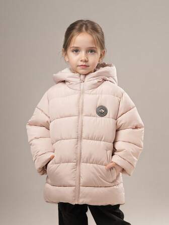 SOLOCOTE Girls' Cute Winter Hooded Padded Coat With Pockets, Warm & Comfortable, Suitable For Casual Outings, Christmas Gift