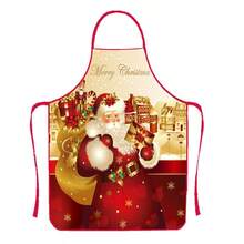 1 件，圣诞老人围裙，可调节厨房围裙，带系带，节日烟囱圣诞老人印花，适用于烹饪、烘焙、餐厅、派对、节日主题厨师围裙 - 彩色 - 查看 14