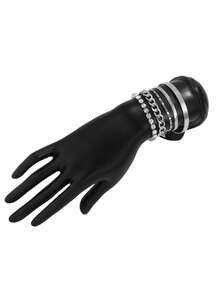 5 件/套复古简约铜质手工多层几何水晶吊饰手链套装适合女孩 - 均碼 - 查看 8