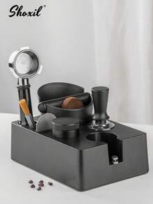 shoxil 1pc Espresso Tamper Station And Espresso Knock Box , Black Tamping Station Plastic Coffee Tamper Stand, Portafilter Holder For 51/53/58mm Espresso Machine Coffee Accessories - Black - View 9
