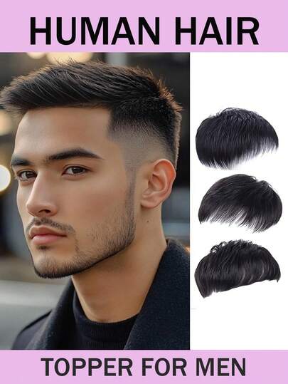 Herrhårbitar - Enkel användning Mångsidig applikation Ersättningssystem Kort perukförlängning Hårfäste Loss Toppers För Män Naturlig färg