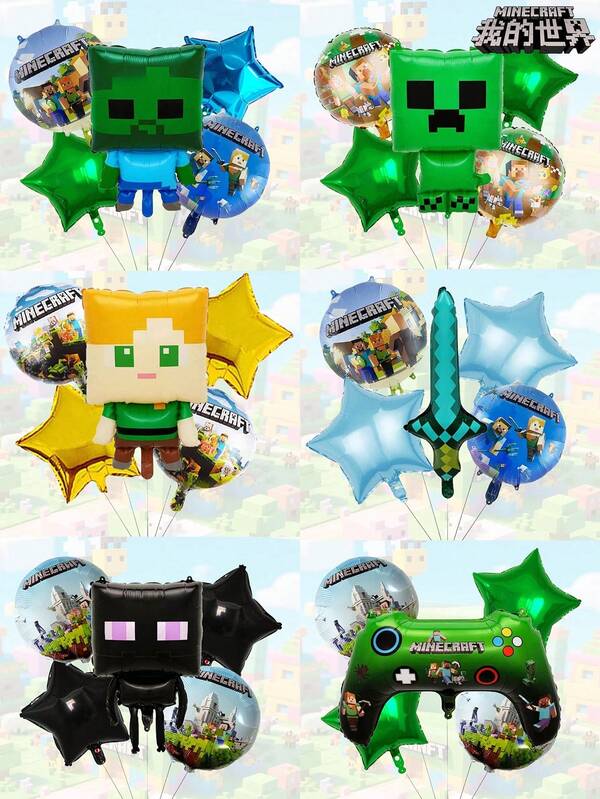 Minecraft 5 قطع مجموعة ديكور حفلة عيد الميلاد من ماينكرافت، مناسبة لحفلات عيد الميلاد والهالوين وغيرها من المناسبات، ديكورات عيد الميلاد المنزلية، هدايا عيد الميلاد، ديكور عيد الميلاد