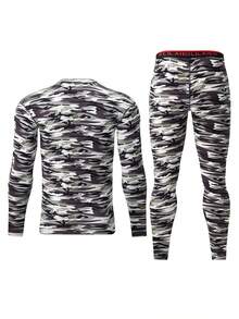2pcs Men's Thermal Underwear Set, Long Sleeve T-Shirt + Pants, Warm Casual Base Layer For Autumn/Winter