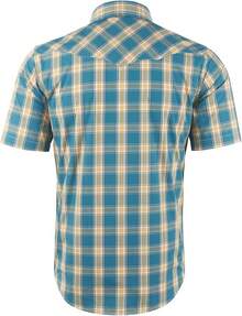 Mens Short Sleeve Plaid Button Down Shirt Western Casual Shirts With Two Pocketshalloween - 湖藍色 - 查看 6