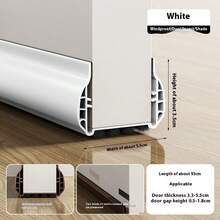 PVC 门底密封条，适用于卧室门，缝隙阻挡器，粘性扫挡风条，适合门厚 1.377-2.165 英寸，密封缝隙 0.0787-0.787 英寸，总长度 36.61 英寸