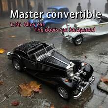 1:38 Scale Vintage 500K Classic Car Model, Retro Mercedes-Benz Static Display Collectible, Birthday Cake Decor, High-End Automotive Model, Suitable As Birthday Gift, Christmas Gift, Halloween Gift, Perfect Gift, Stationery - Multicolor - View 4