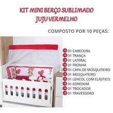 Kit Mini Berço Menina Menino com Trança Sublimado Light 10 Peças - Juju Vermelho - Visão 4