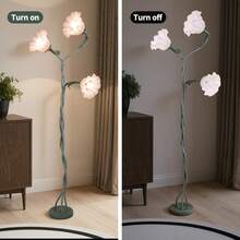 (Feed Bulbs*3 )American Retro Garden Flower Floor Lamp, Net Red Creative LED Lights Floor Lamp, Style Atmosphere, Sweet, Elegant, Suitable For Bedroom, Living Room, Office, Studio Floor Lamp - 查看 4