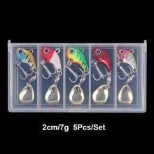 5Pieces Fishing Lure Kit Metal VIB Artificial Bait Sinking Spinner Spoon Fishing Lures Jigs Fishing Tackle