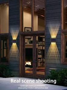 10LED/8LED Solar Wall Lights, 1/2/6pcs Multi-Pack Options, Up & Down LED Lamp Design Suitable For Decorating House Exterior Walls, Fences, Corridors, Decks, Stairs, Gardens, Front/Backyard - Black - View 5