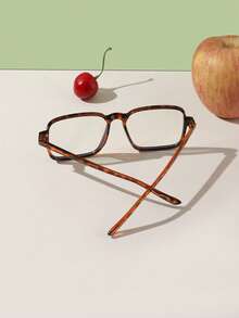 1 pieza Gafas cuadradas grandes con montura de acrílico con estampado de leopardo, estilo casual de campus, de moda, sin graduación, para uso diario de lectura y accesorios de viaje, para adolescentes de 14 a 16 años