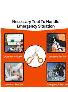 6-In-1 Raptor Emergency Shear Tool, Multi-Function Pliers With Cutter, Folding Pliers With Cutting & Glass Breaker, Tactical Unstoppable Shears