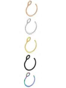 1Pc/3Pcs Fake Nose Ring Faux Piercing Jewelry 8mm Fake Nose Ring Hoop For Faux Lip Septum Nose Ring Set Fake Lip Ring Lip Nail New For Women And Men