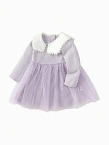 Balabala Young Girl 2025 Autumn New Arrival Chiffon A-Line Dress - Pink Purple - View 7