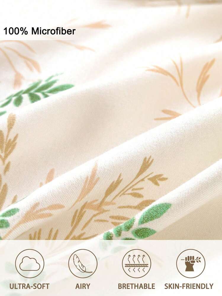 3pcs/Set Leaf Floral Pattern Duvet Cover Set(1 Duvet Cover & 2 Pillowcase)Soft And Skin-Friendly Duvet Cover Bedding Set For Home, All Season Bed Sheets Set - Multicolor - View 5