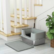 PawHut Stainless Steel Litter Box With Scoop, High Sided Cat Litter Tray - Grey - View 9