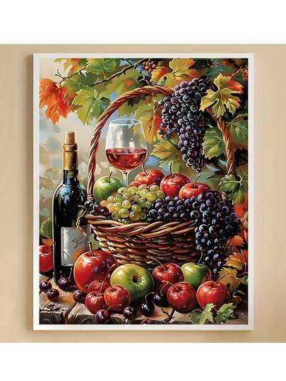 Juego de pintura de diamantes 5D, pintura de diamantes redondos DIY con tema de frutas, regalo de decoración del hogar