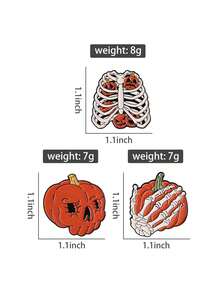 3Pcs Pumpkin Skeleton Enamel Pins Halloween Spooky Season Skeleton Hand Brooches Lapel Badge Fashion Jewelry Gifts For Friends