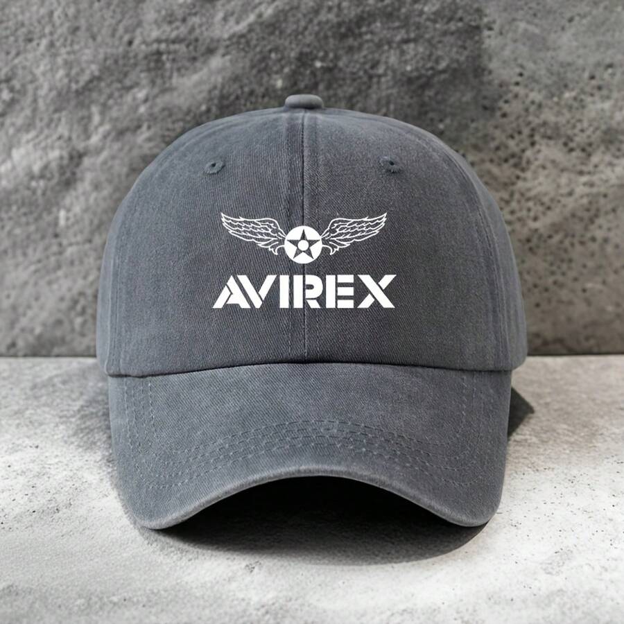 Fashion Pattern "AVIREX" Letter Print Baseball Cap, Lightweight And Breathable Grandpa/Dad Hat |   Outdoor Travel Beach Sports Casual Unisex Skateboard Hat, Festival Activity Gift Simple Design Comfortable Headwear, Daily Wear  Hat, Fashionable Duckbill Cap, Breathable Fabric, Comfortable Fit, Printed Hat, Unisex Hat, Outdoor Enthusiast, Women's Accessories - 灰色 - 查看 1