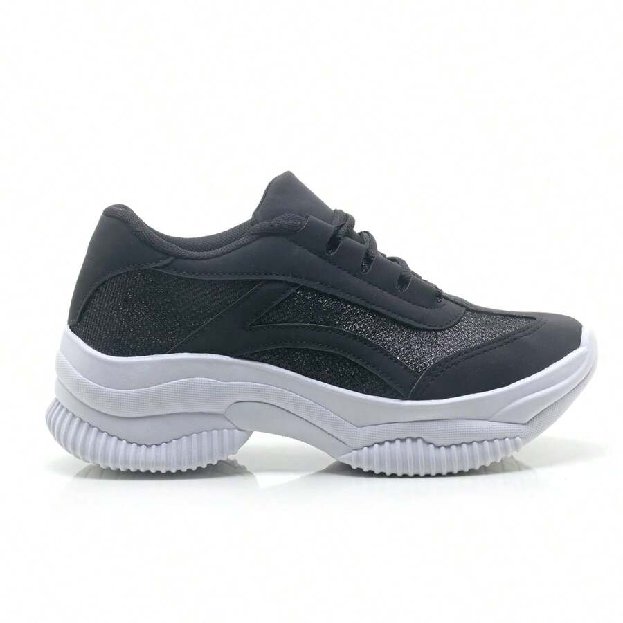 Women's Casual Sneakers Blogger Platform Shoes White Black Beige Comfortable Sneaker High Sole Chunky Lightweight New Arrival Top Original Fashion, White Sneakers - 黑色 - 查看 1