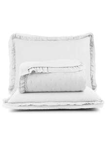 Bedspread Double / Queen / King 200 Thread Count Super Soft Double Sided 3 Pieces Ruffle Alice Bedspread - 白色 - 查看 7