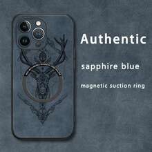 Diseño de ciervo. Funda magnética para teléfono con textura de piel sintética de oveja. Compatible con los modelos 12 al 16 Plus, Pro y Pro. Elegante y de alta calidad. Una excelente opción. - Colores mixtos 3 - Ver 4