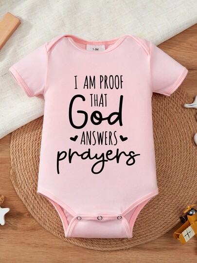 Newborn Baby Boys Slogan Print Short Sleeve Romper