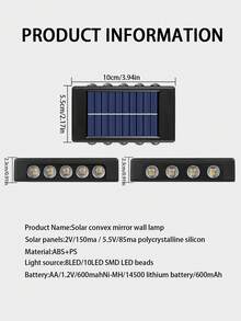 10LED/8LED Solar Wall Lights, 1/2/6pcs Multi-Pack Options, Up & Down LED Lamp Design Suitable For Decorating House Exterior Walls, Fences, Corridors, Decks, Stairs, Gardens, Front/Backyard - Black - View 7