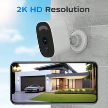 Jooan 无线户外安防摄像头，1080P 电池供电 WiFi 监控室内家用摄像头，IP65 防水，双向音频，PIR 运动检测，夜视，警报器，云存储 - 白色 - 查看 4