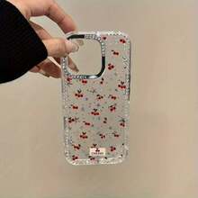 Teléfono de cereza de pantalla completa, estrellas con marco de orificio grande, funda protectora adecuada para 16 Pro 15 Plus 14 12 11, Año Nuevo, Pascua, Halloween, amigos y familiares - transparente - Ver 3