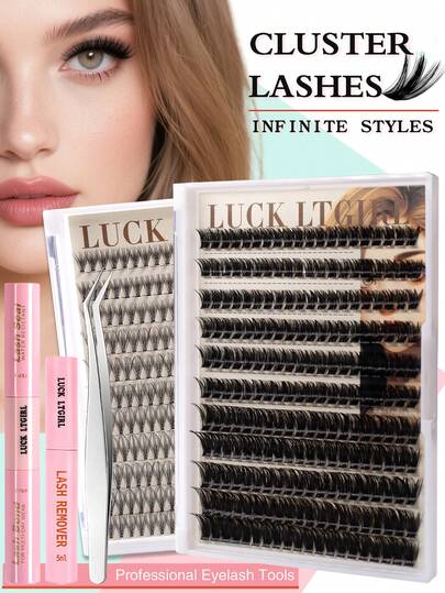220 Cílios Cluster - (gradiente natural de 10-16 mm), extensão de cílios postiços faça você mesmo, naturais, volumosos, fofos e leves, extensões finas de vison sintético 3D, ultramacias e reutilizáveis, feitas à mão - perfeitas para uso diário, encontros, festas, casamentos, sessões de fotos e arte de cílios personalizada