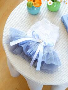 1 件宠物服装，狗/猫服装，时尚快乐的小型犬服装，休闲可爱，浪漫婚纱系列公主薄纱连衣裙 - 彩色 - 查看 5