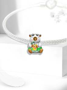 1pc Fashionable 925 Sterling Silver Shiny Tropical Shell Pearl Pendant, Suitable For Women Jewelry DIY Bracelet - Tropical Capybara - View 5