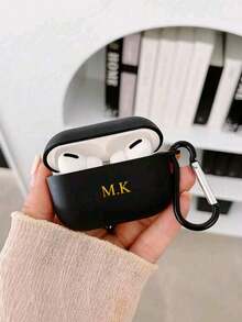 1 Peça Estojo Protetor de Fone de Ouvido Bluetooth Minimalista Fosco de Cor Sólida Personalizado, Estojo de Fone de Ouvido Bluetooth Multiuso da Moda com Texto Personalizado, Acompanha 1 Alça de Suspensão de Fone de Ouvido. Assinatura Personalizada, Letras Multicoloridas, Nome, Frase Curta, Capa de Telefone Resistente a Choques e Transparente Grossa, 2025phonecase - Preto - Visão 1