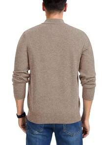 Quarter Zip Sweaters Men Long Sleeve Knitted Pullover Mock Neck Business Casual Dress Sweater, 2025 Style - 駱駝 - 查看 4