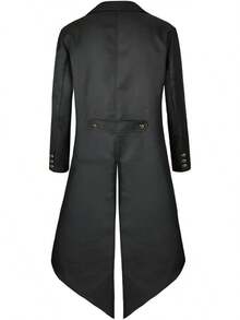 Mens Pirate Coat Steampunk Jacket Tailcoat Renaissance Jacket Halloween Hatter Costume - Black - View 3