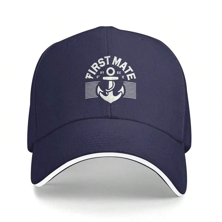 The Captain And The First Mate'S Couple Hats Are Outdoor Sports Baseball Caps With Sailor Prints. - Navy Blue - View 1