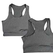 Kit 5 Gym Top Fitness Fashion Plus Size Reinforced High Support - 3黑色/2灰色 - 查看 1