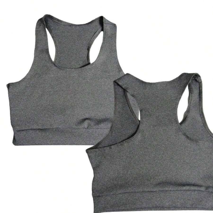 Kit 5 Gym Top Fitness Fashion Plus Size Reinforced High Support - 3黑色/2灰色 - 查看 1