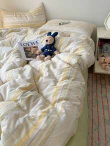 3 件套 100% 涤纶复古条纹羽绒被套套装，2 个枕套 + 1 个羽绒被套（无床单） - 彩色 - 查看 4