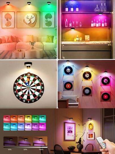 1/3/ Wireless Metal Wand Art LED Picture Lights, Lamps, Fairy Night Book Lamps Magnetic Adjustable Temperature, Timer, Remote Control Push Button view 2