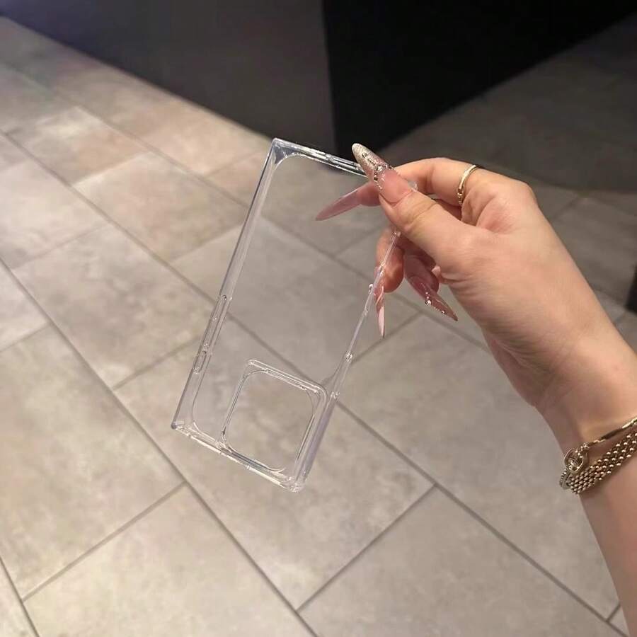 Funda cuadrada de TPU con orificio grande y diseño cúbico, compatible con los modelos 12 a 16 Pro y Plus. Cuenta con una superficie brillante y es resistente a caídas, ideal para regalar en Navidad o cumpleaños. - transparente - Ver 1